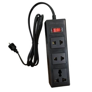 Ổ cắm ĐQ 002A-02 BL (3 lỗ, màu đen, sản phẩm xanh)