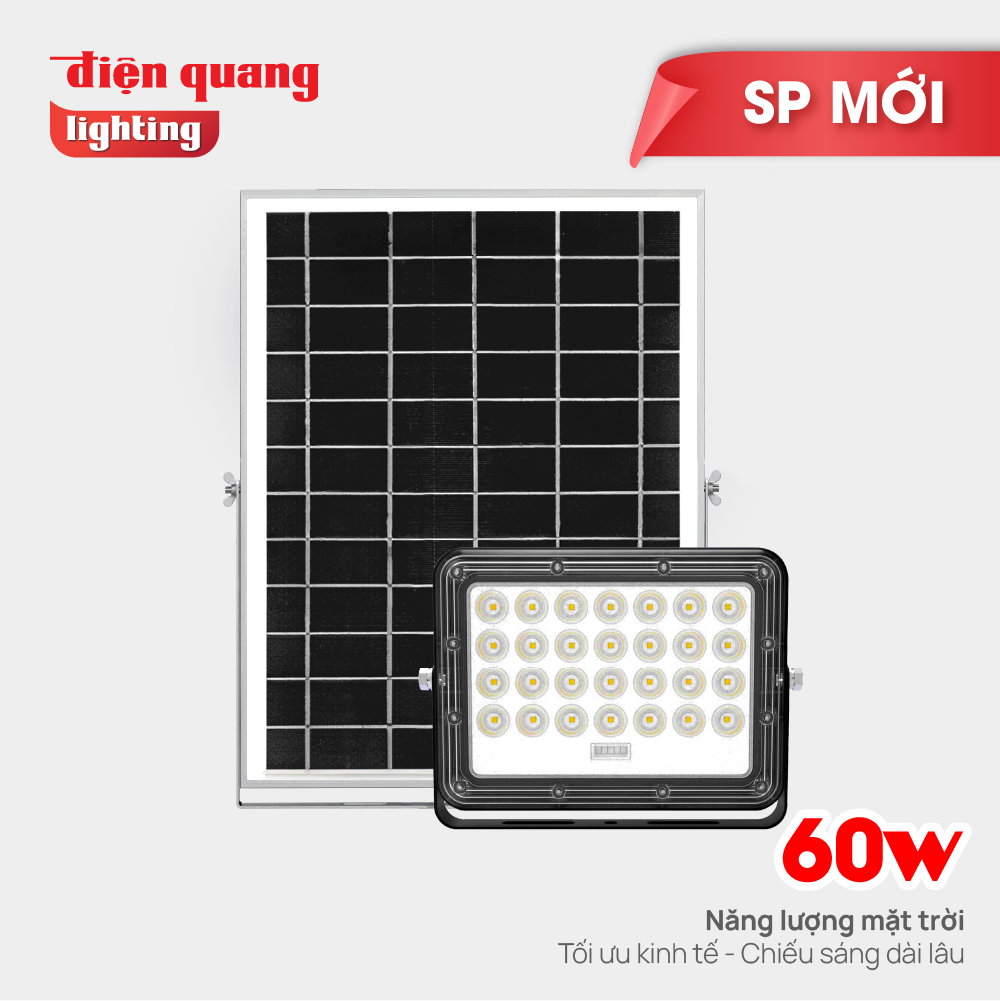 Bộ Đèn LED Pha Solar ECO Năng Lượng Mặt Trời Ánh Sáng Trắng LEDSL01/SL03 6500K V02/V03 (60W/100W/200W/300W)